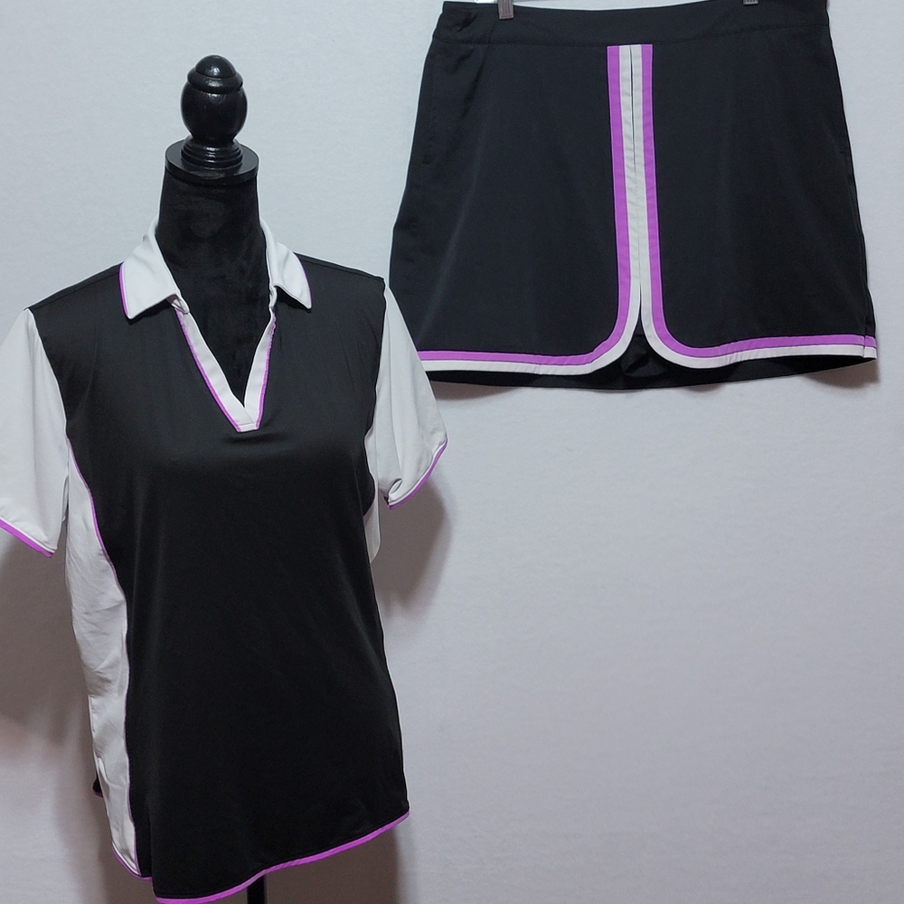 Lady Hagen Black, Purple, and  White‎ 2- Piece Skorts Set SIZE XL/14. #682